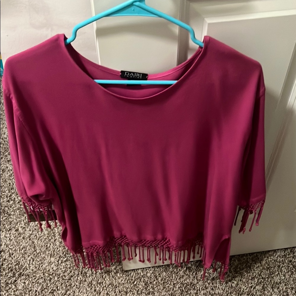 Women's Pink Fringe Blouse
